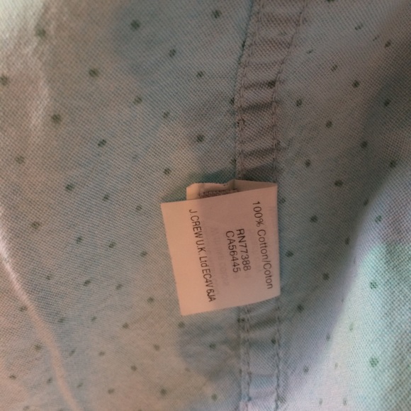 sale j crew sz00 lt blu blouse green dots - Picture 5 of 8